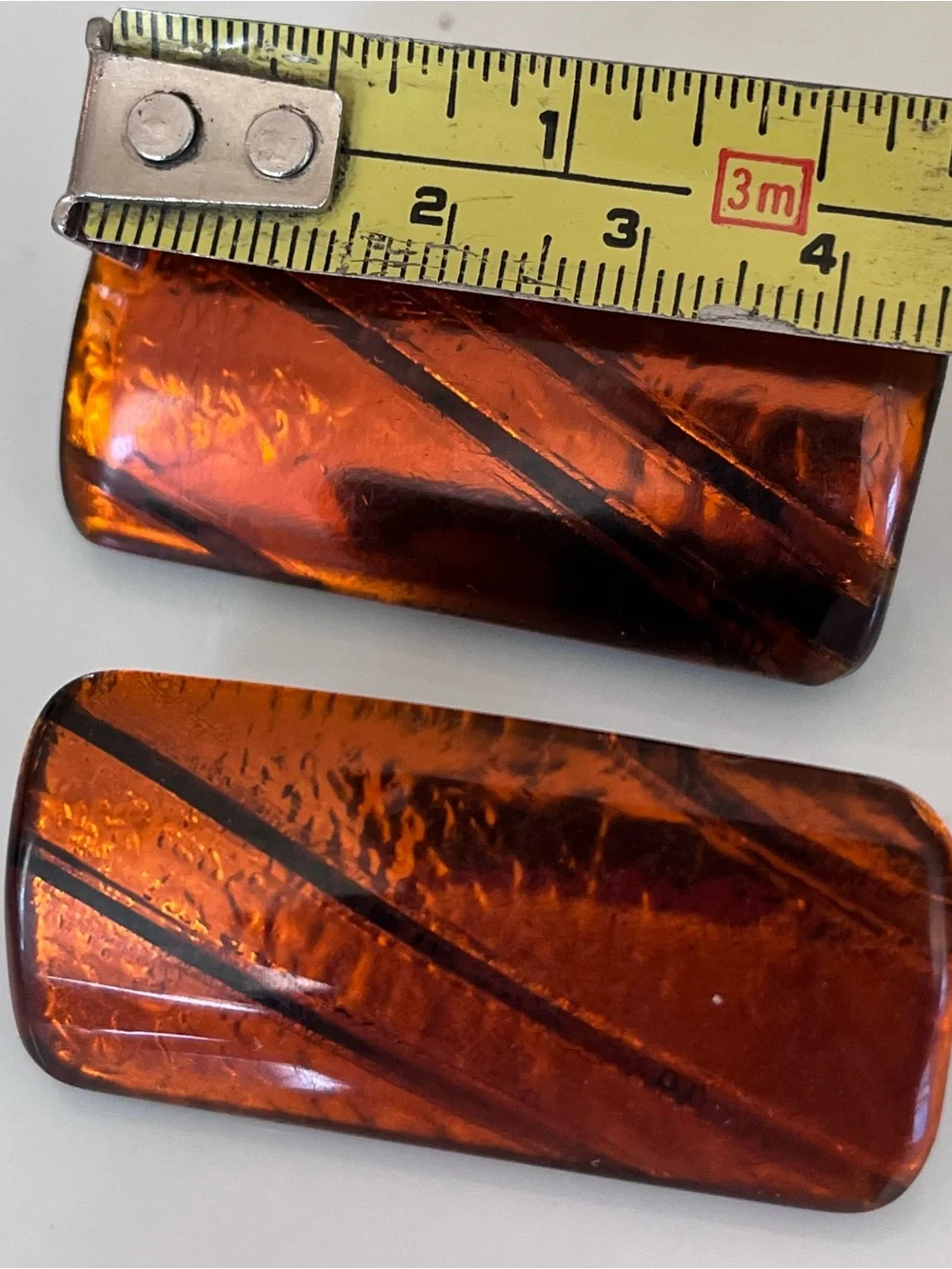 Amber Brown Pair of Pierced Earrings Vintage Large